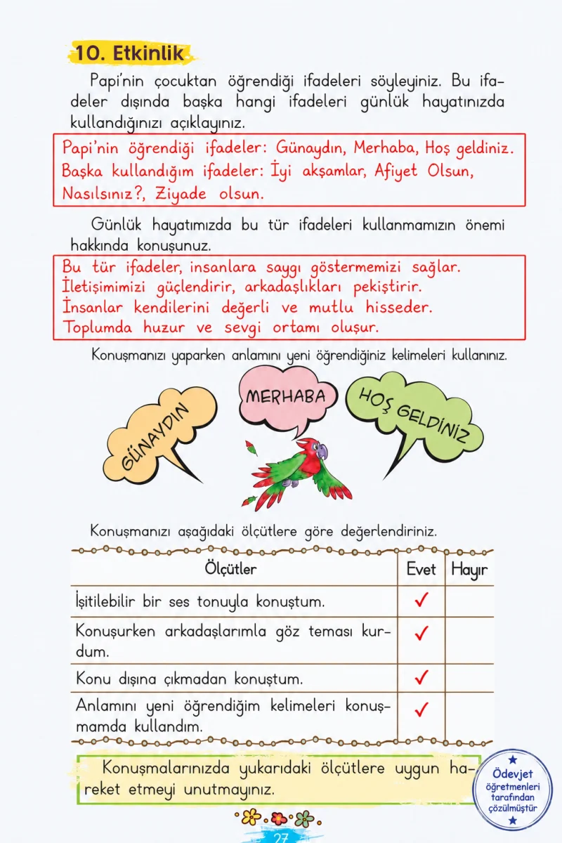 2. Sınıf Türkçe Ders Kitabı Cevapları Koza Yayınları Sayfa 27 Çözüm Görseli