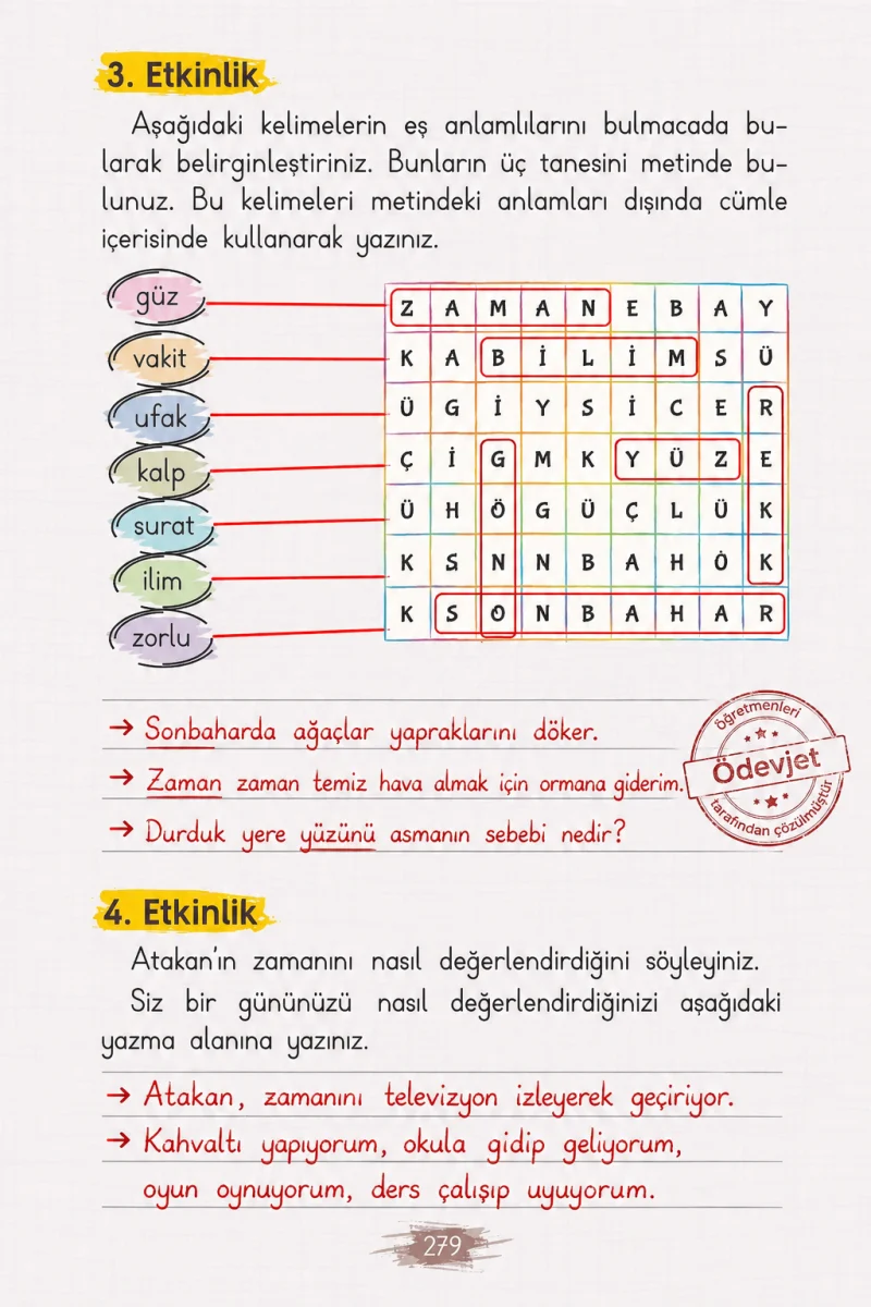 2. Sınıf Türkçe Ders Kitabı Cevapları Koza Yayınları Sayfa 279 Çözüm Görseli