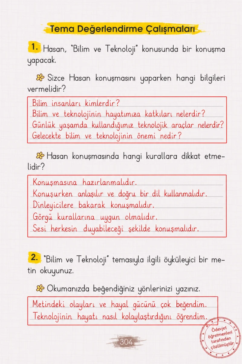 2. Sınıf Türkçe Ders Kitabı Cevapları Koza Yayınları Sayfa 304 Çözüm Görseli