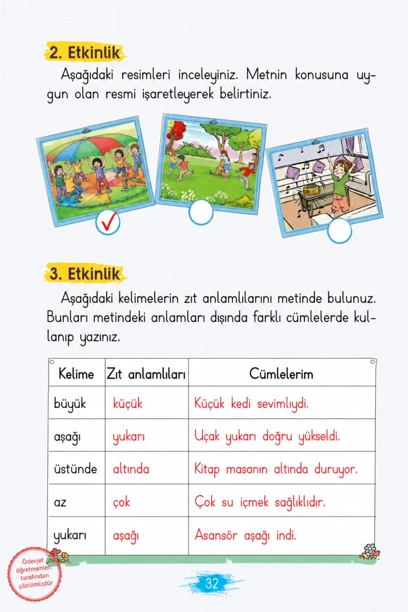 2. Sınıf Türkçe Ders Kitabı Cevapları Koza Yayınları Sayfa 32 Çözüm Görseli