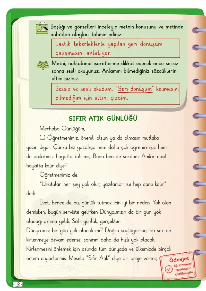 2. Sınıf Türkçe Ders Kitabı Cevapları Meb Yayınları 1. Kitap Sayfa 112 Çözüm Görseli