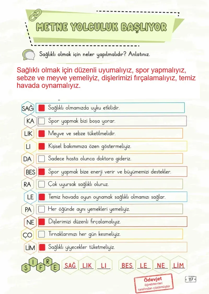 2. Sınıf Türkçe Ders Kitabı Cevapları Meb Yayınları 1. Kitap Sayfa 117 Çözüm Görseli