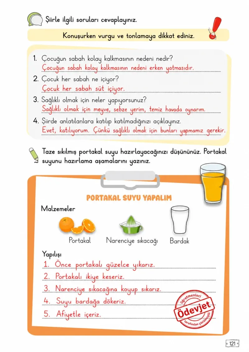 2. Sınıf Türkçe Ders Kitabı Cevapları Meb Yayınları 1. Kitap Sayfa 121 Çözüm Görseli