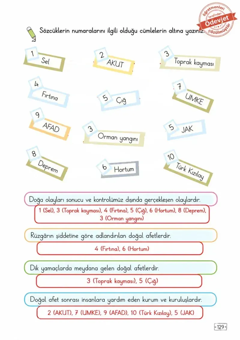 2. Sınıf Türkçe Ders Kitabı Cevapları Meb Yayınları 1. Kitap Sayfa 129 Çözüm Görseli