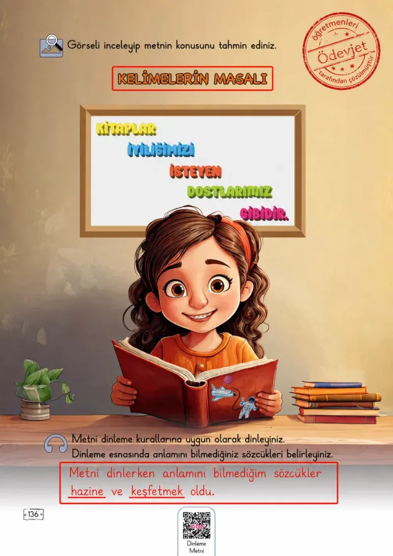 2. Sınıf Türkçe Ders Kitabı Cevapları Meb Yayınları 1. Kitap Sayfa 136 Çözüm Görseli