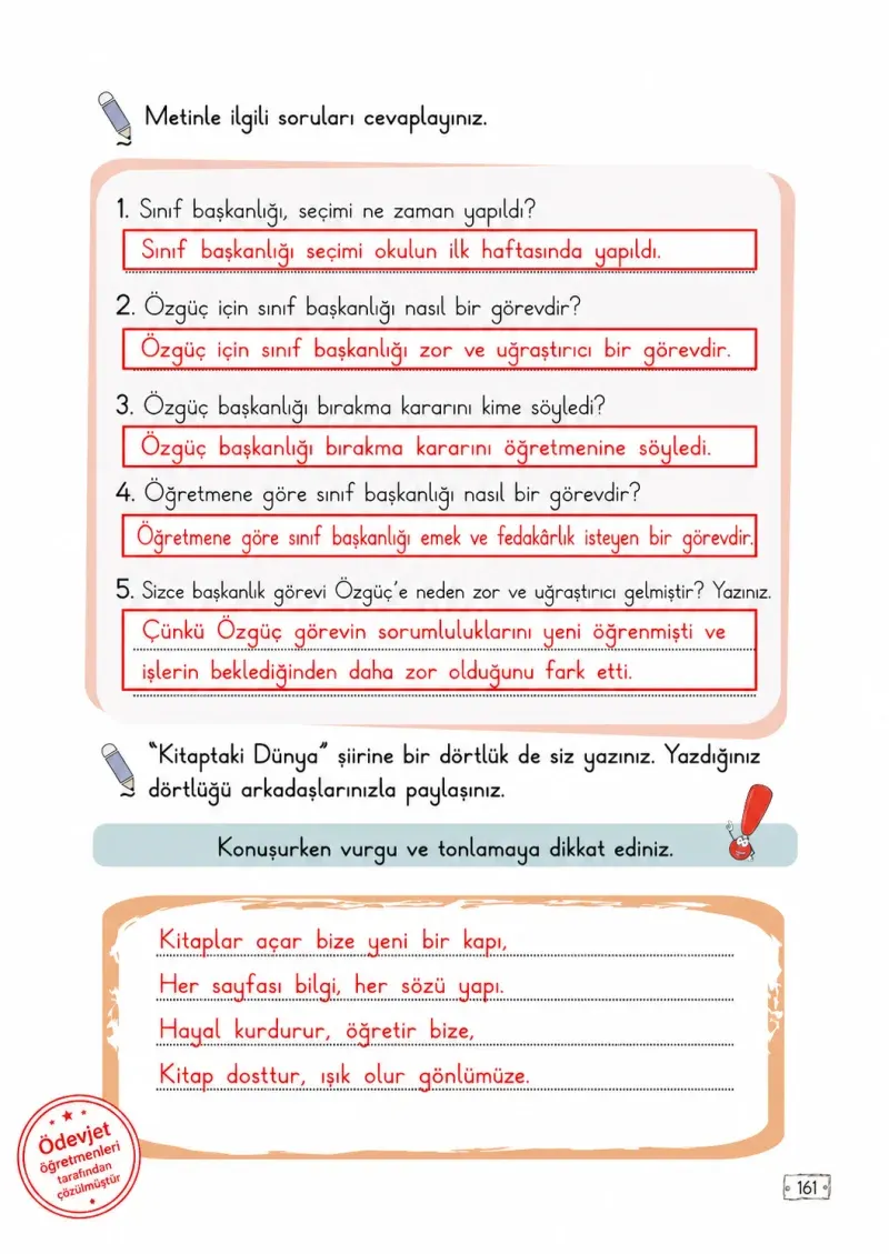 2. Sınıf Türkçe Ders Kitabı Cevapları Meb Yayınları 1. Kitap Sayfa 161 Çözüm Görseli