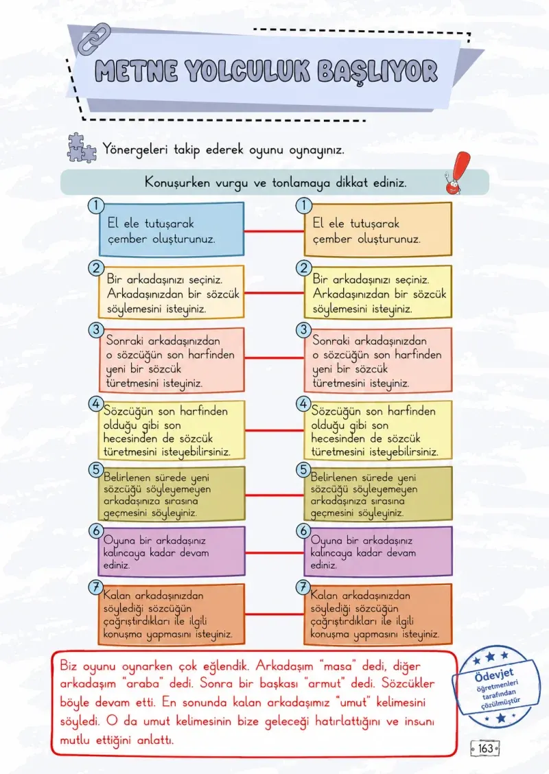 2. Sınıf Türkçe Ders Kitabı Cevapları Meb Yayınları 1. Kitap Sayfa 163 Çözüm Görseli