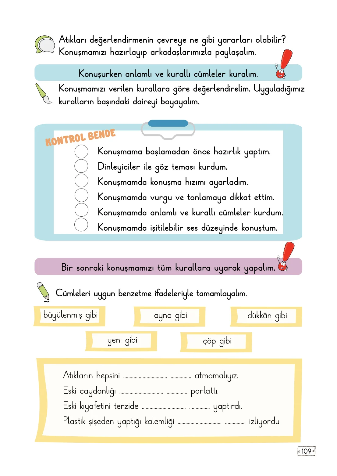 2. Sınıf Türkçe Ders Kitabı Cevapları Meb Yayınları 1. Kitap Sayfa 109