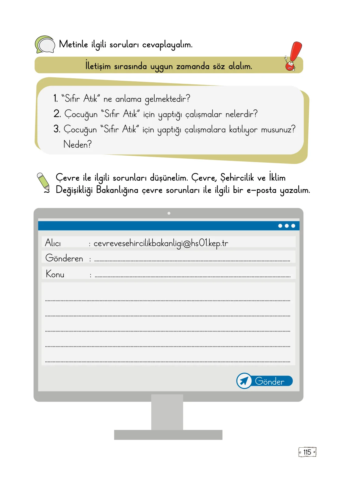 2. Sınıf Türkçe Ders Kitabı Cevapları Meb Yayınları 1. Kitap Sayfa 115