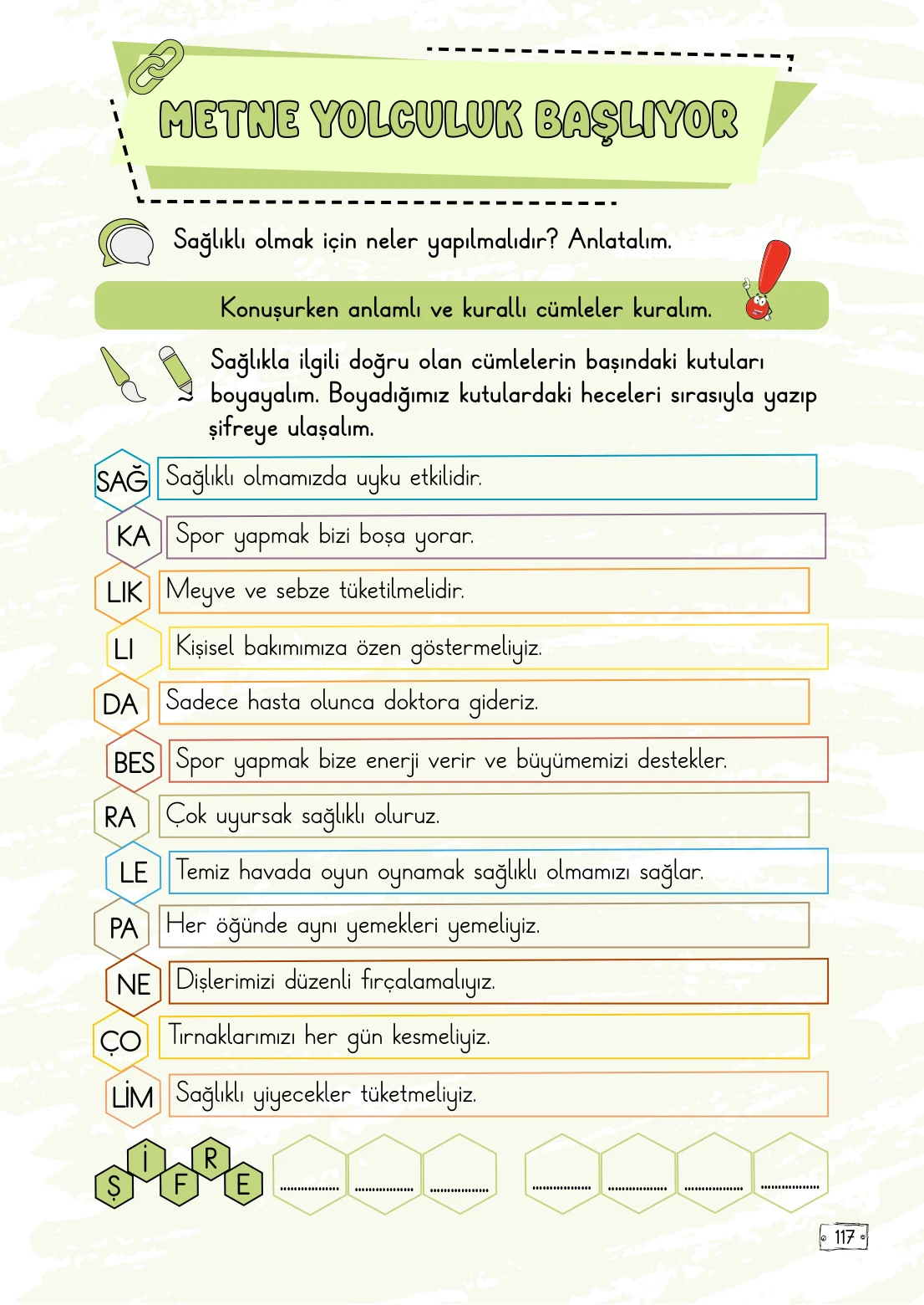 2. Sınıf Türkçe Ders Kitabı Cevapları Meb Yayınları 1. Kitap Sayfa 117