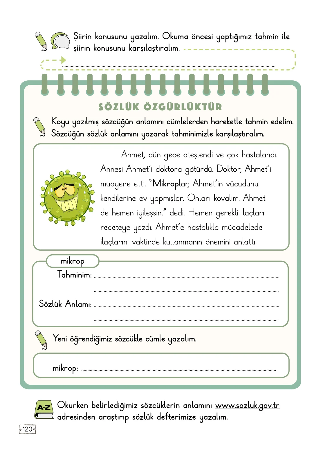 2. Sınıf Türkçe Ders Kitabı Cevapları Meb Yayınları 1. Kitap Sayfa 120