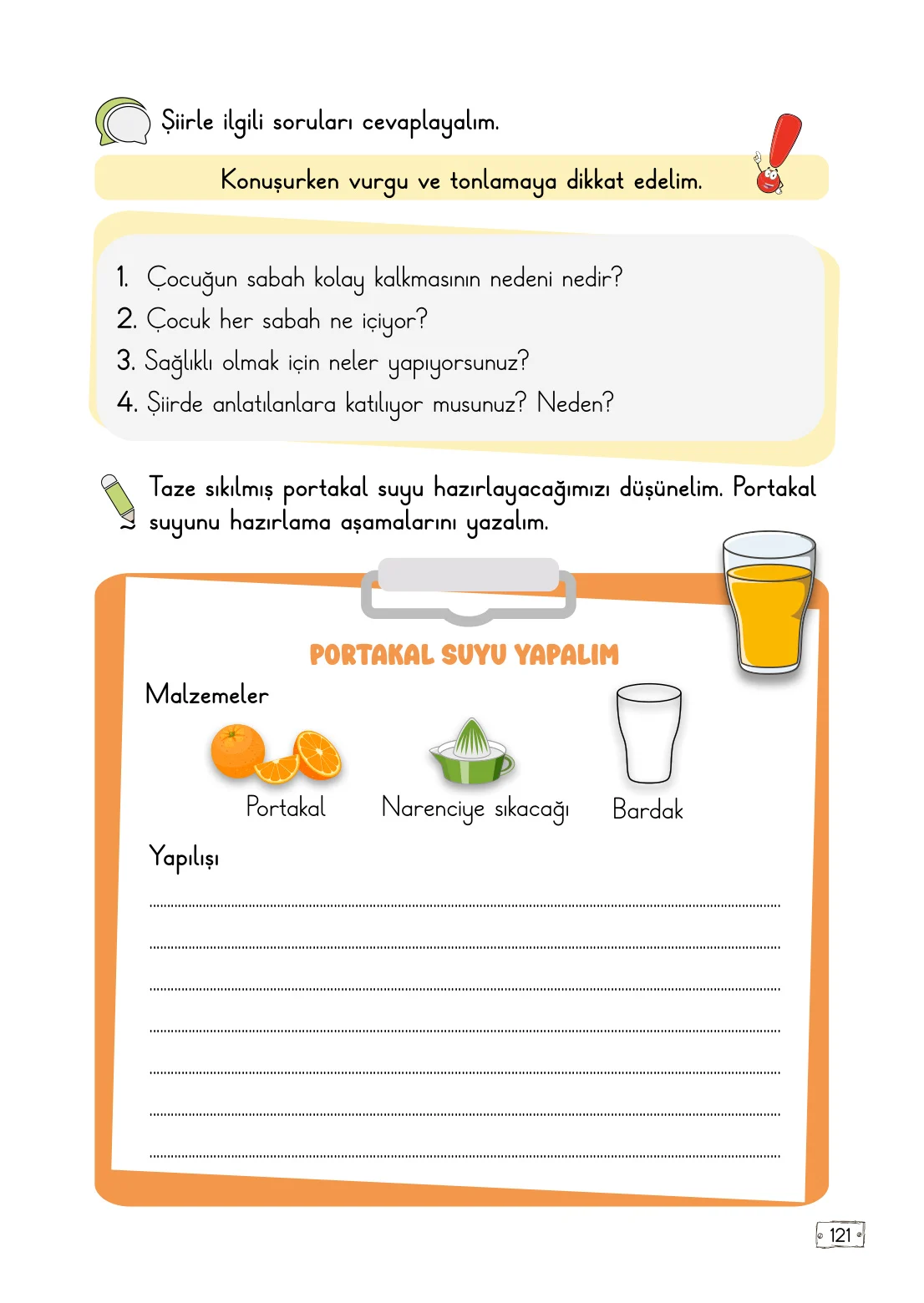 2. Sınıf Türkçe Ders Kitabı Cevapları Meb Yayınları 1. Kitap Sayfa 121