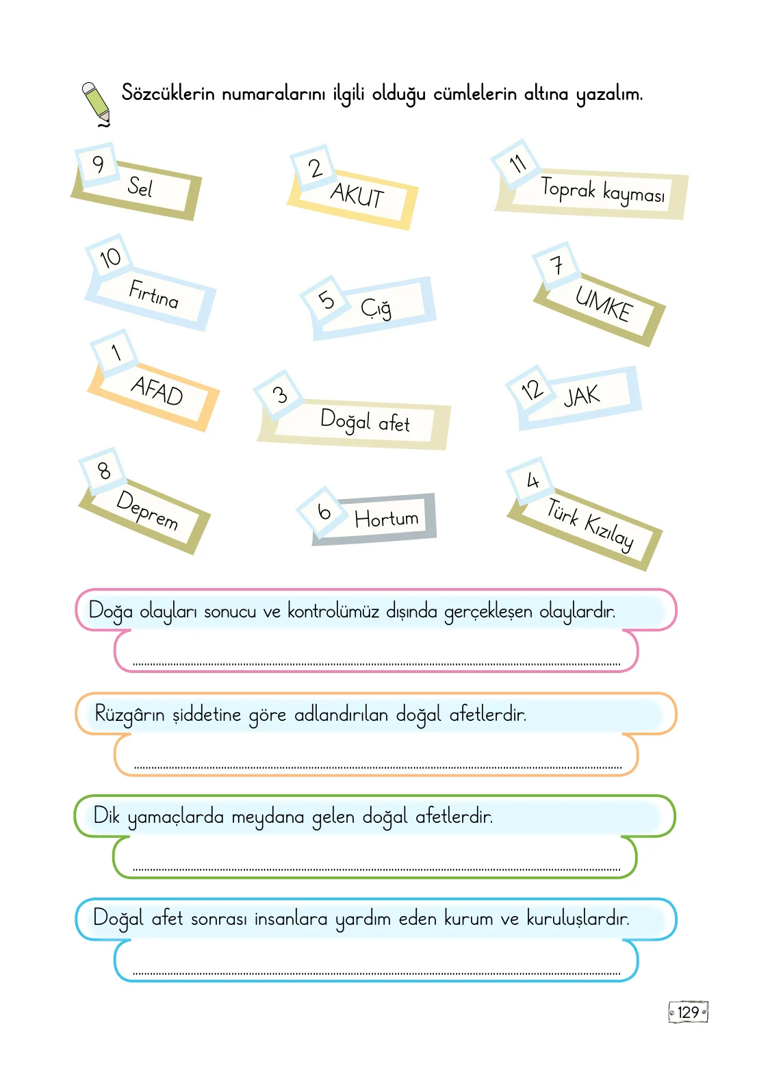 2. Sınıf Türkçe Ders Kitabı Cevapları Meb Yayınları 1. Kitap Sayfa 129