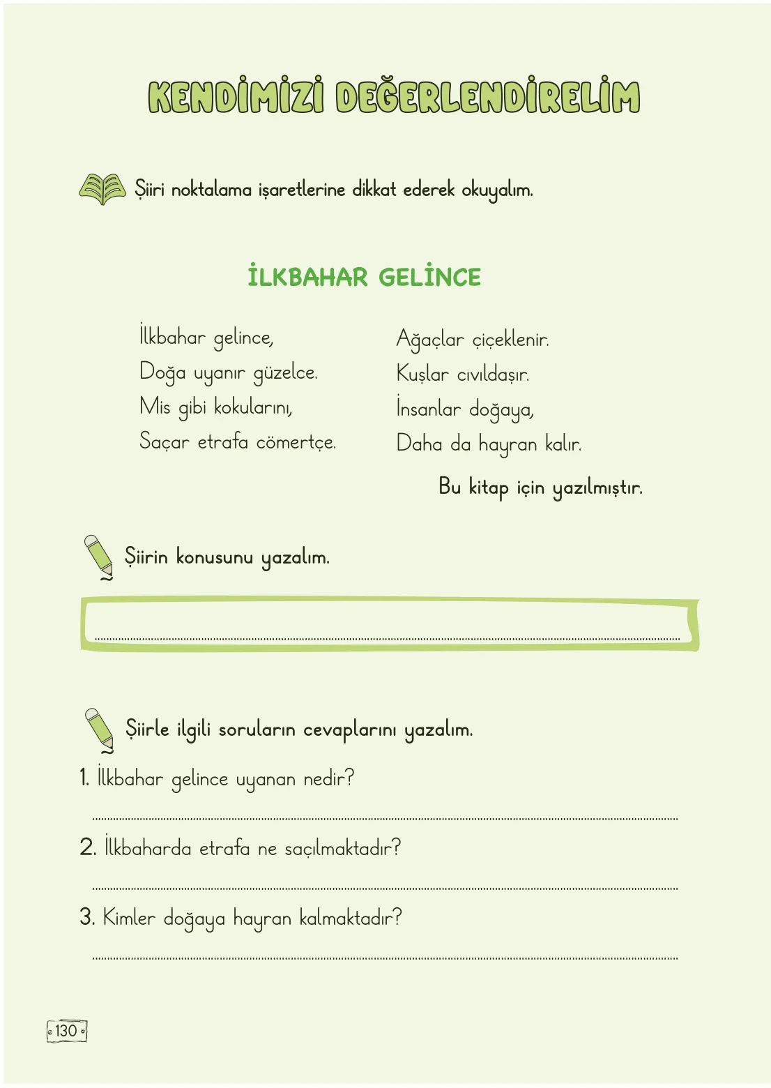 2. Sınıf Türkçe Ders Kitabı Cevapları Meb Yayınları 1. Kitap Sayfa 130