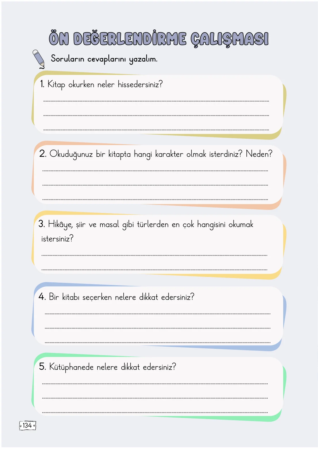 2. Sınıf Türkçe Ders Kitabı Cevapları Meb Yayınları 1. Kitap Sayfa 134