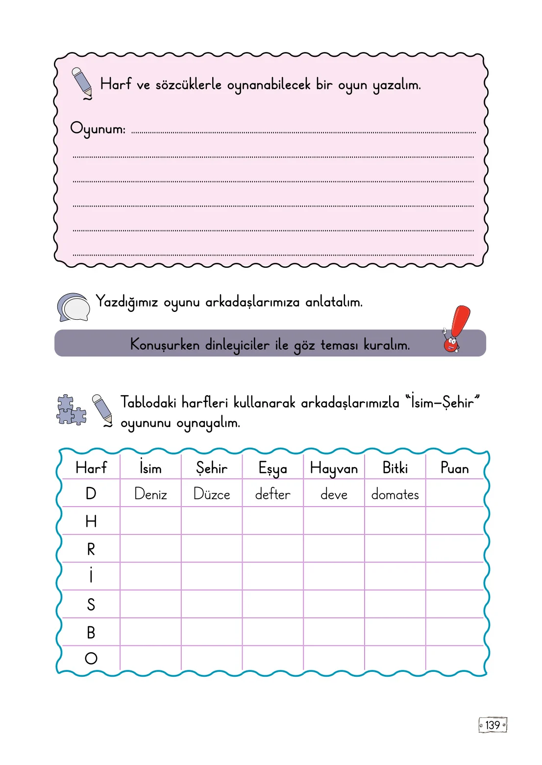 2. Sınıf Türkçe Ders Kitabı Cevapları Meb Yayınları 1. Kitap Sayfa 139