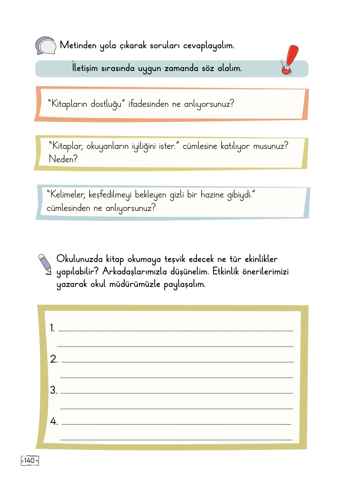 2. Sınıf Türkçe Ders Kitabı Cevapları Meb Yayınları 1. Kitap Sayfa 140