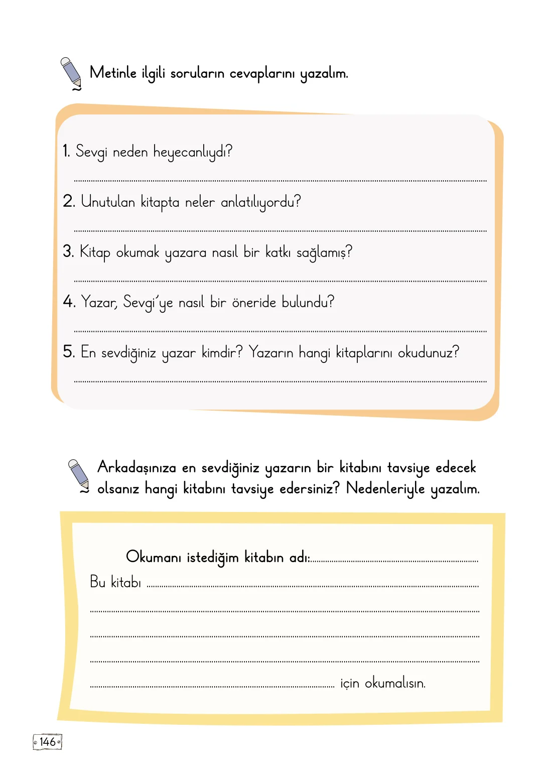 2. Sınıf Türkçe Ders Kitabı Cevapları Meb Yayınları 1. Kitap Sayfa 146