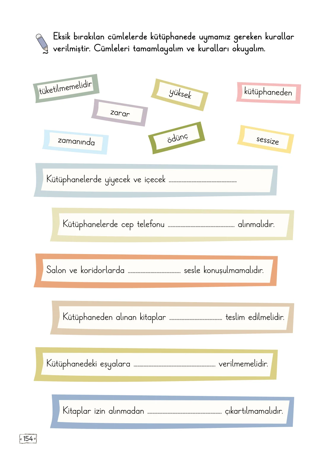 2. Sınıf Türkçe Ders Kitabı Cevapları Meb Yayınları 1. Kitap Sayfa 154