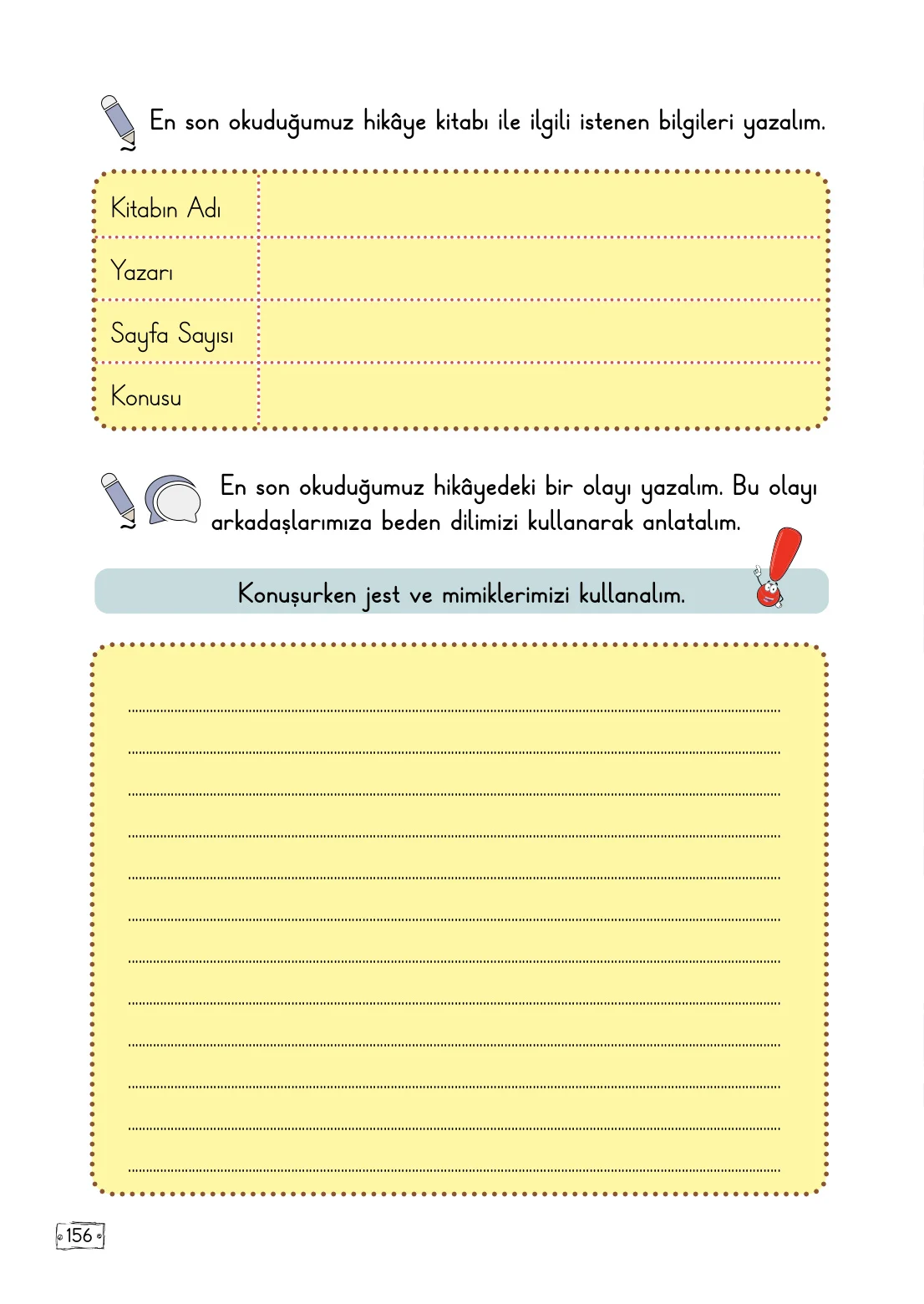 2. Sınıf Türkçe Ders Kitabı Cevapları Meb Yayınları 1. Kitap Sayfa 156