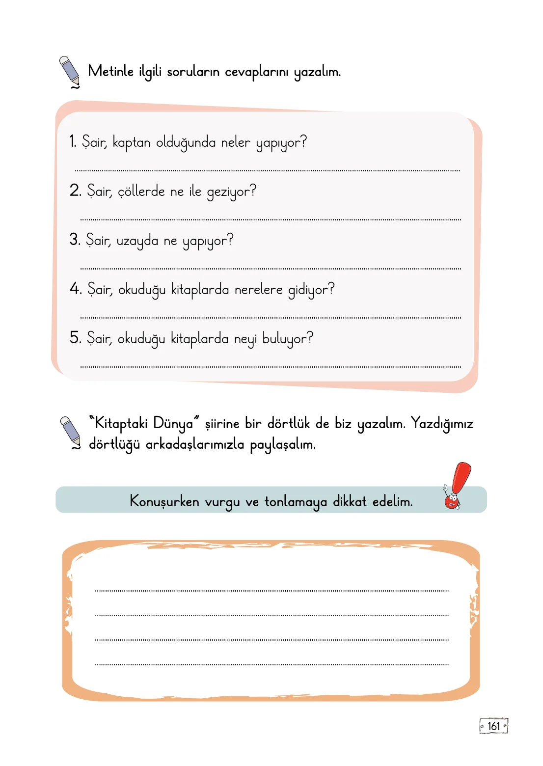 2. Sınıf Türkçe Ders Kitabı Cevapları Meb Yayınları 1. Kitap Sayfa 161