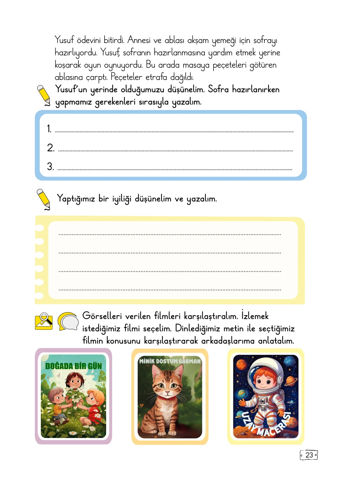 2. Sınıf Türkçe Ders Kitabı Cevapları Meb Yayınları 1. Kitap Sayfa 23