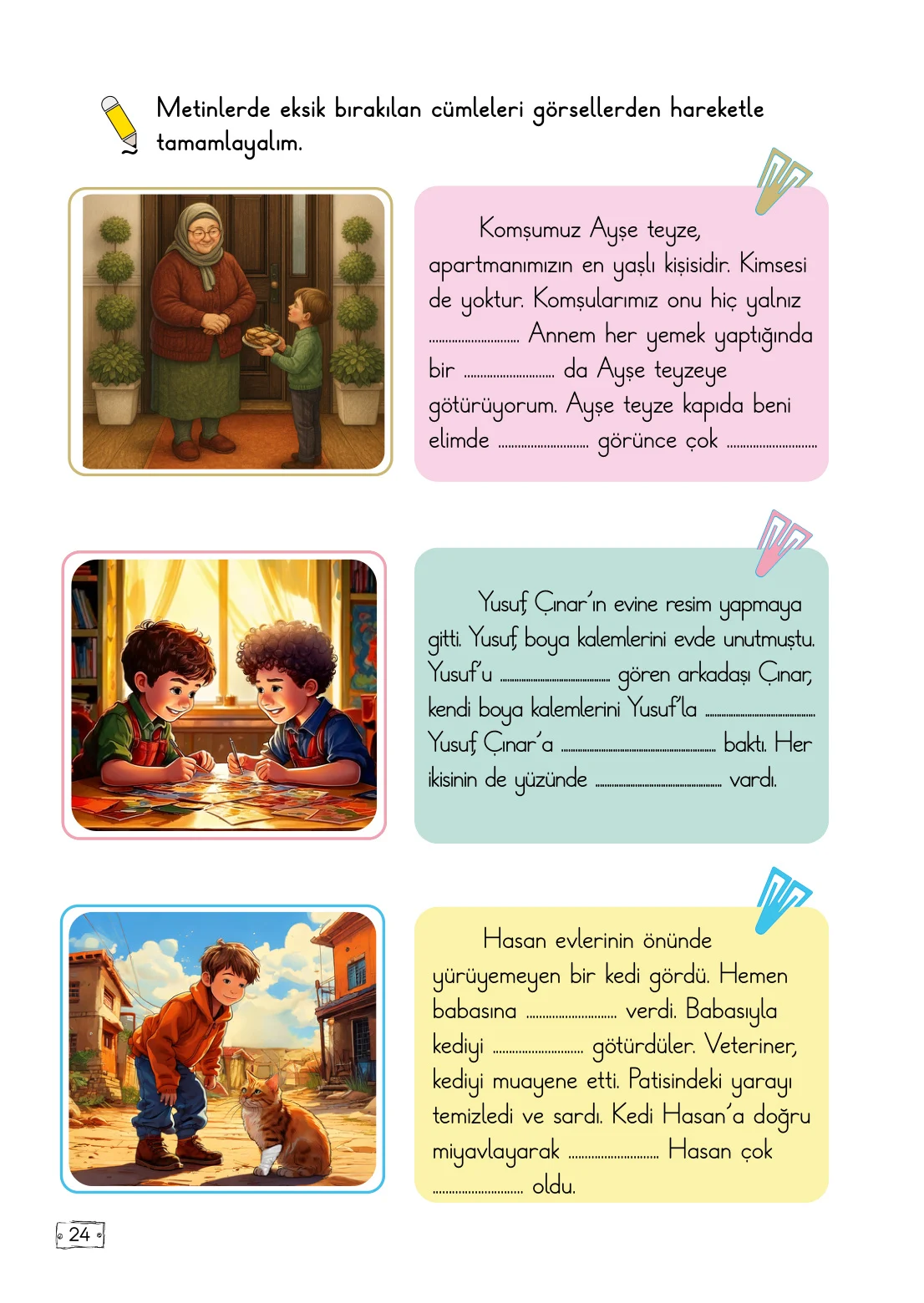 2. Sınıf Türkçe Ders Kitabı Cevapları Meb Yayınları 1. Kitap Sayfa 24