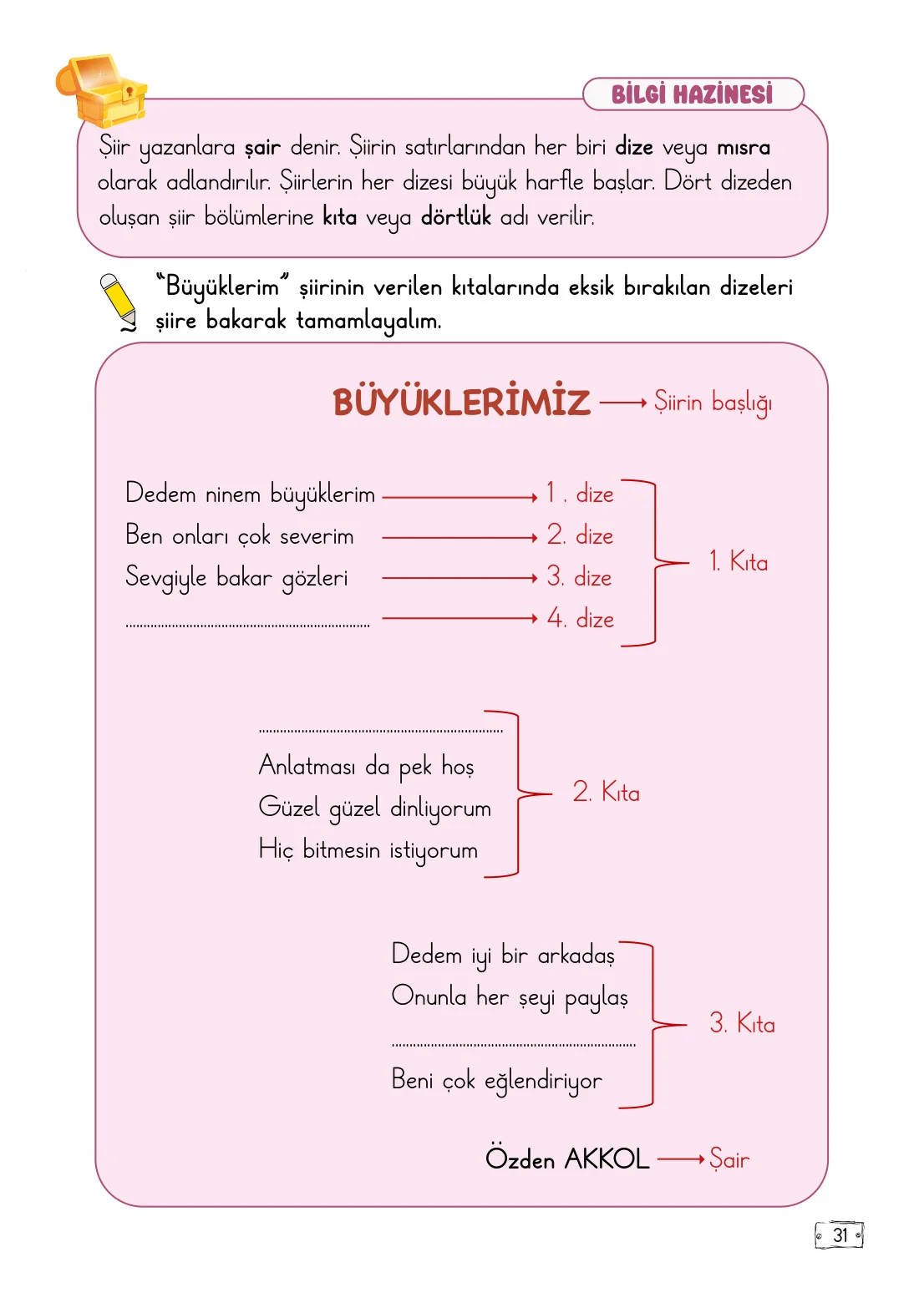 2. Sınıf Türkçe Ders Kitabı Cevapları Meb Yayınları 1. Kitap Sayfa 31