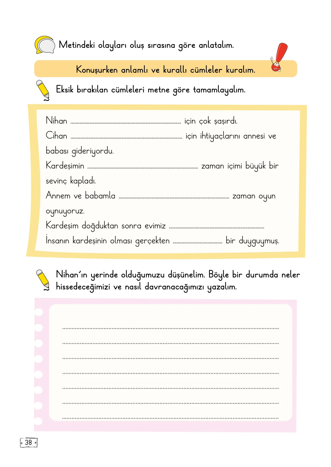 2. Sınıf Türkçe Ders Kitabı Cevapları Meb Yayınları 1. Kitap Sayfa 38