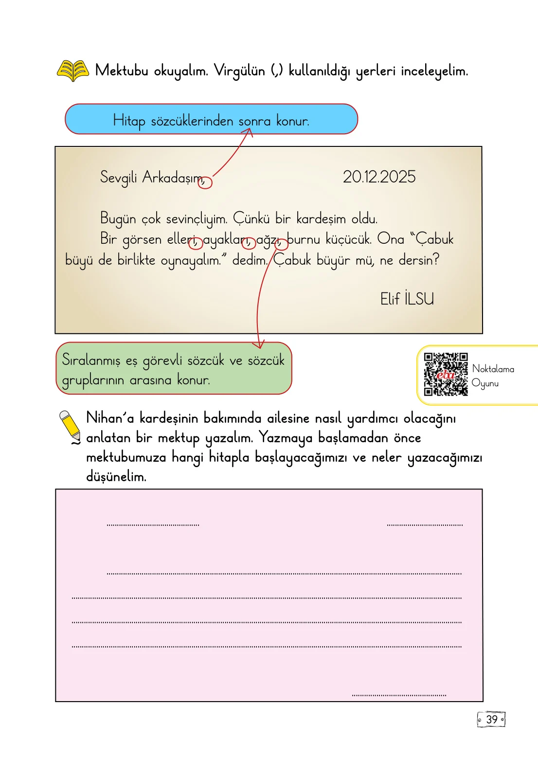 2. Sınıf Türkçe Ders Kitabı Cevapları Meb Yayınları 1. Kitap Sayfa 39