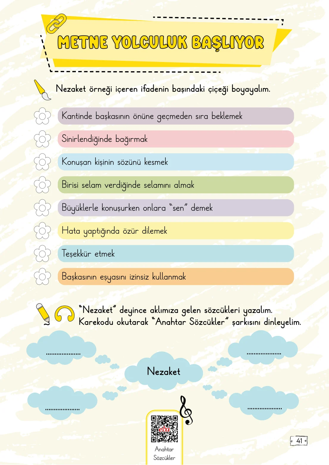 2. Sınıf Türkçe Ders Kitabı Cevapları Meb Yayınları 1. Kitap Sayfa 41