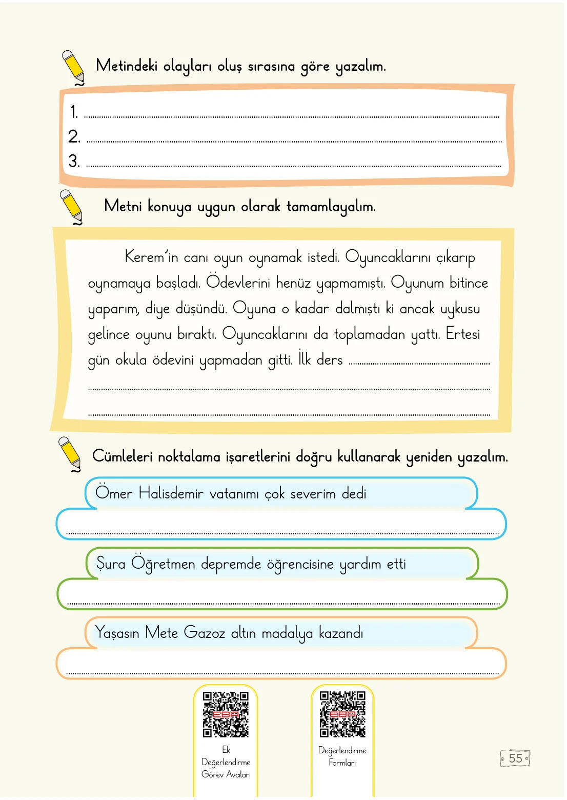 2. Sınıf Türkçe Ders Kitabı Cevapları Meb Yayınları 1. Kitap Sayfa 55