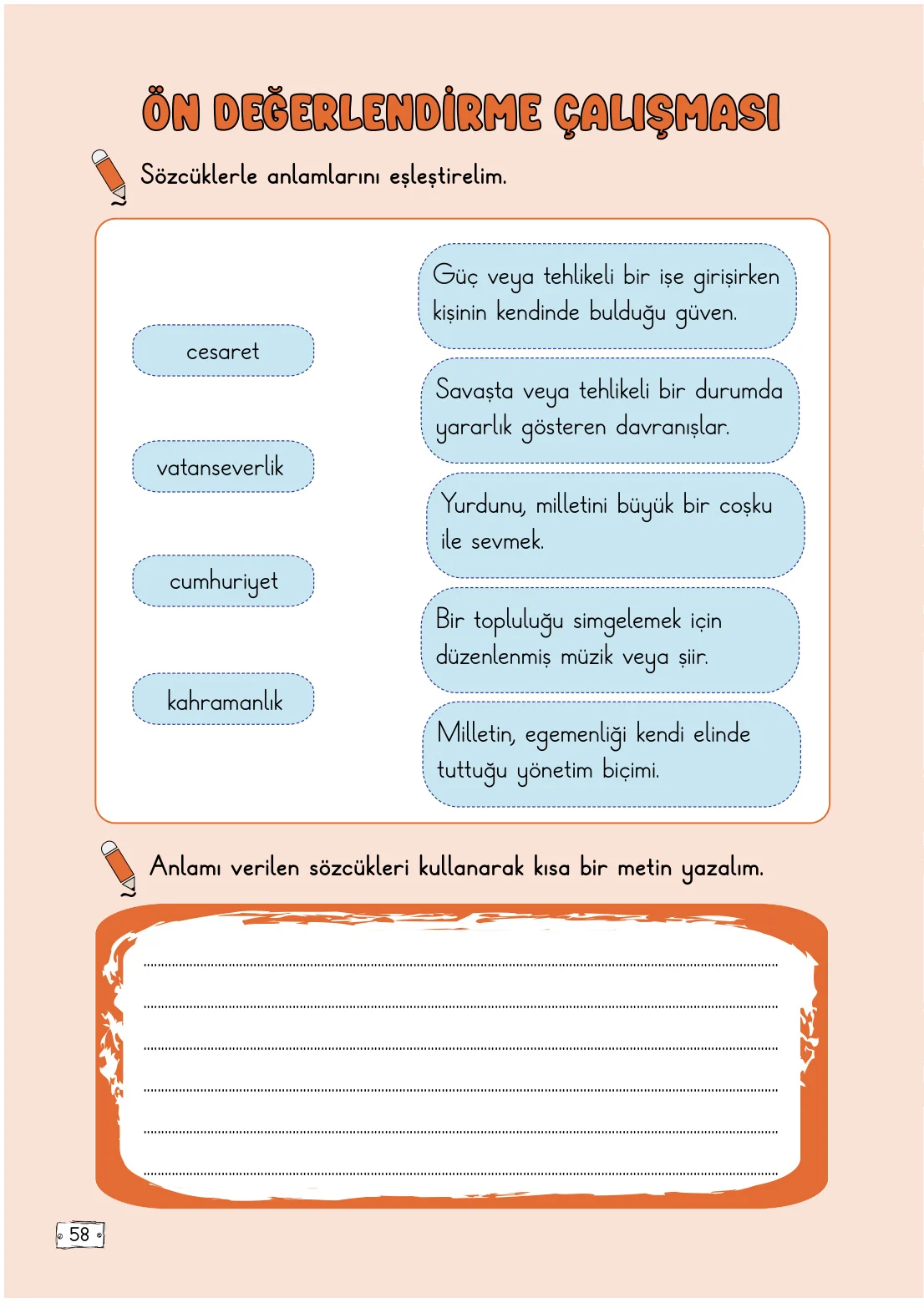 2. Sınıf Türkçe Ders Kitabı Cevapları Meb Yayınları 1. Kitap Sayfa 58