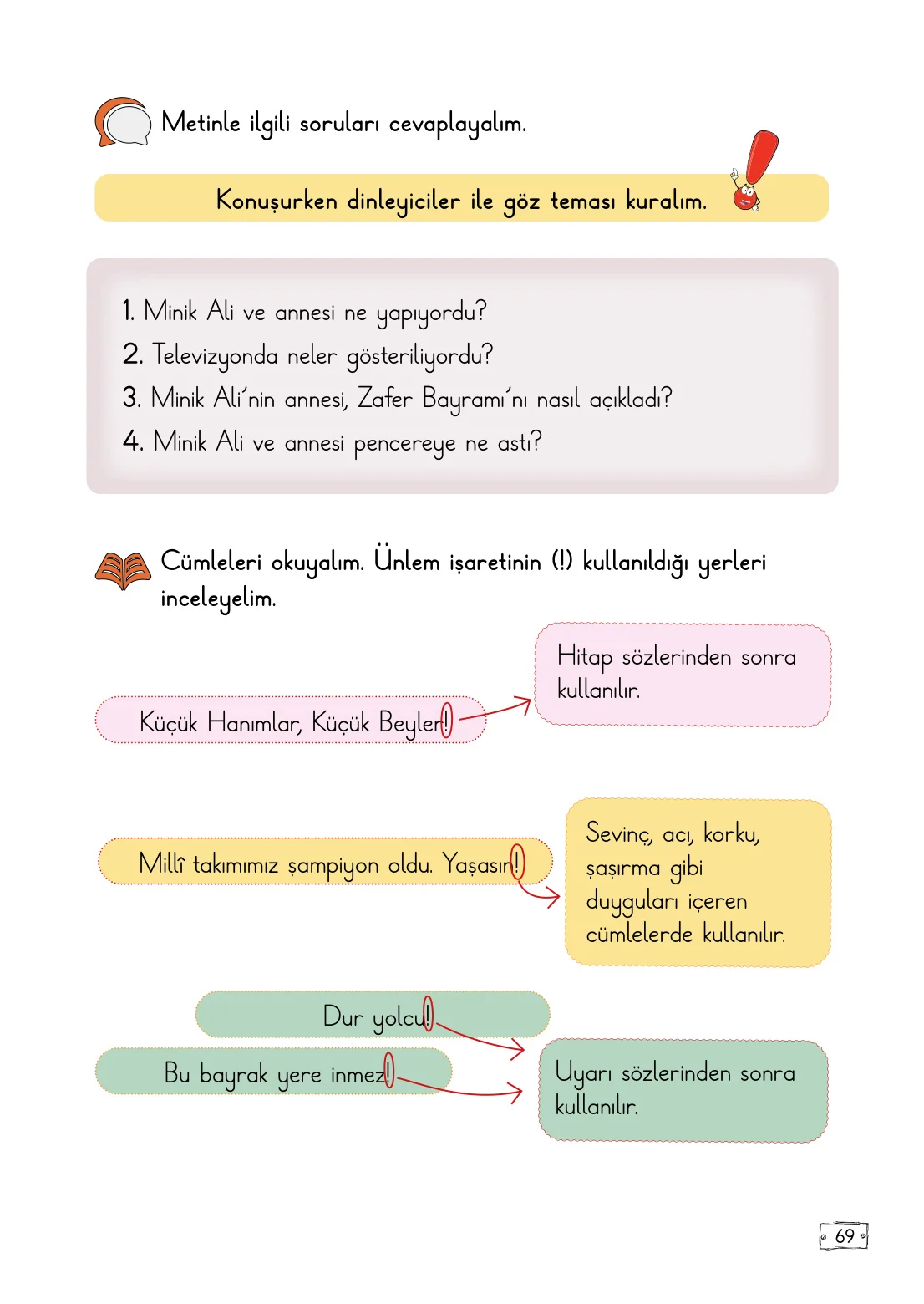 2. Sınıf Türkçe Ders Kitabı Cevapları Meb Yayınları 1. Kitap Sayfa 69