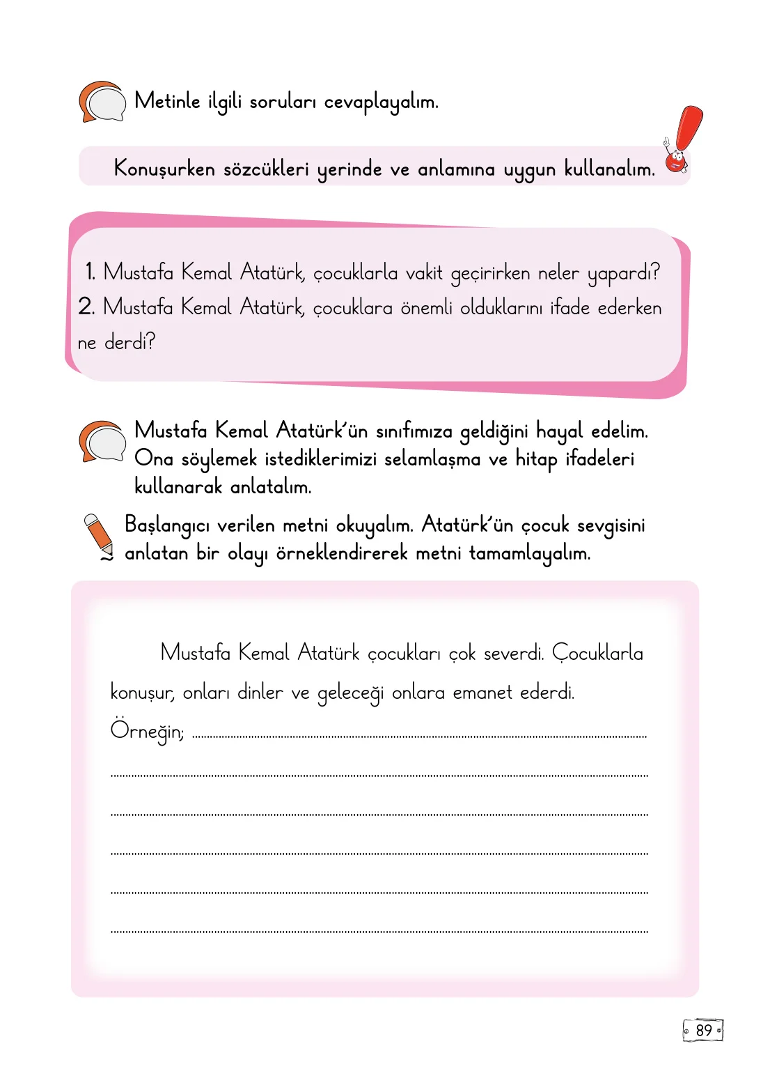 2. Sınıf Türkçe Ders Kitabı Cevapları Meb Yayınları 1. Kitap Sayfa 89
