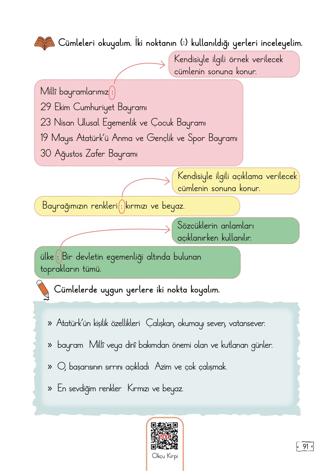2. Sınıf Türkçe Ders Kitabı Cevapları Meb Yayınları 1. Kitap Sayfa 91