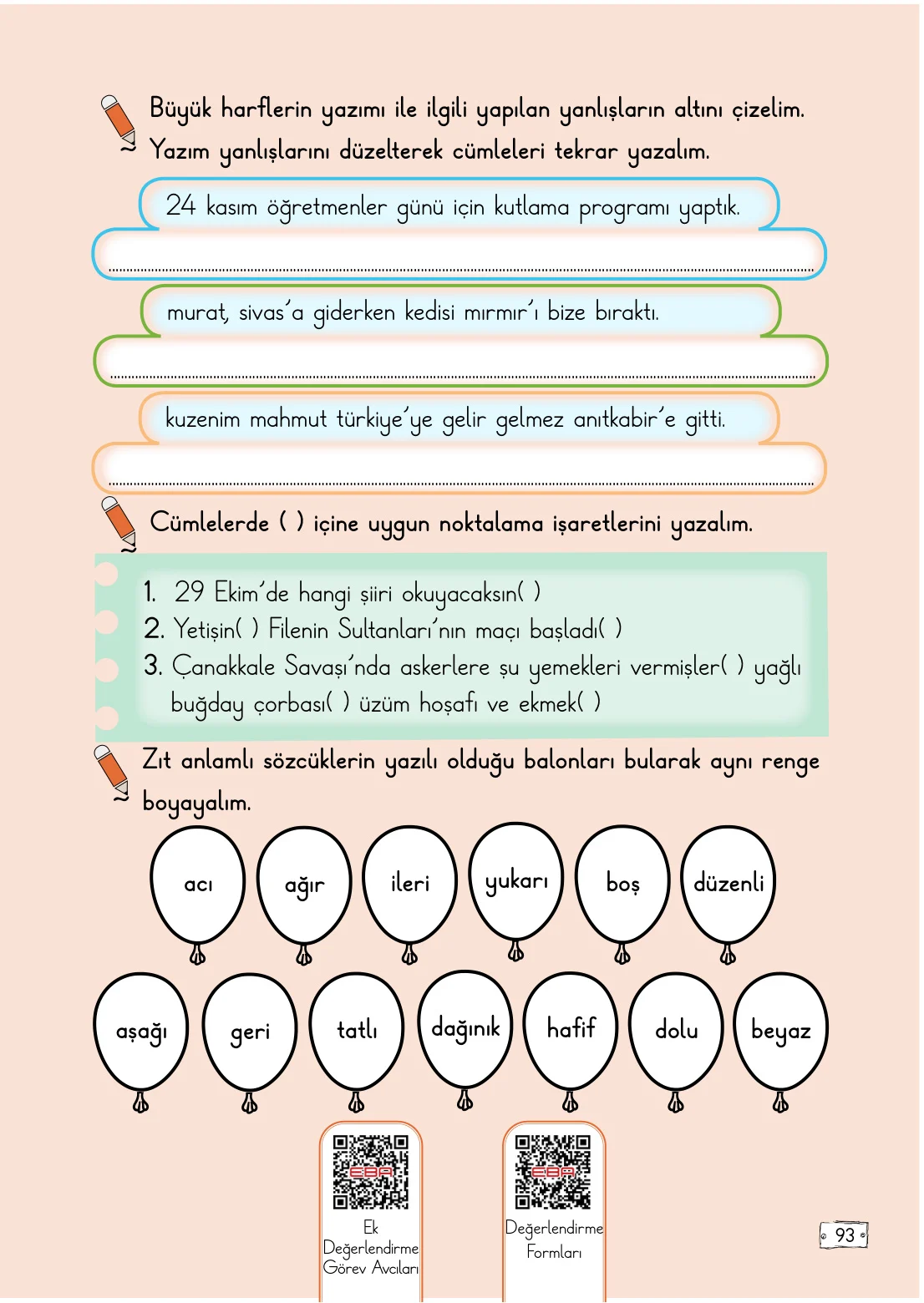 2. Sınıf Türkçe Ders Kitabı Cevapları Meb Yayınları 1. Kitap Sayfa 93