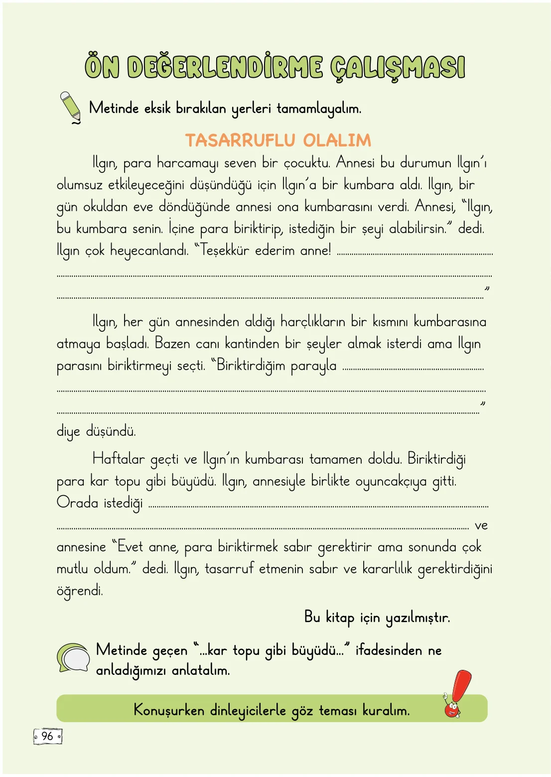 2. Sınıf Türkçe Ders Kitabı Cevapları Meb Yayınları 1. Kitap Sayfa 96