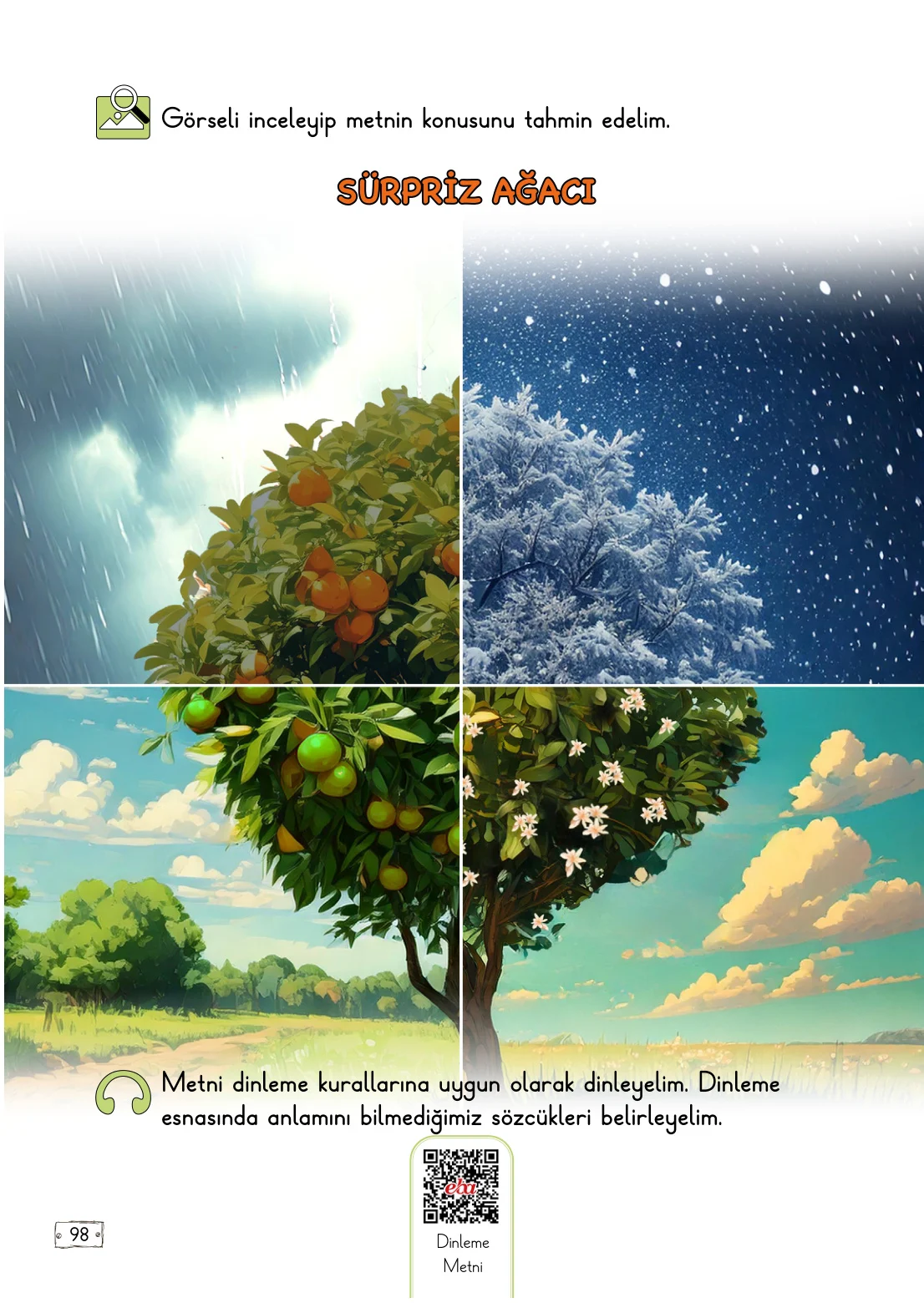 2. Sınıf Türkçe Ders Kitabı Cevapları Meb Yayınları 1. Kitap Sayfa 98