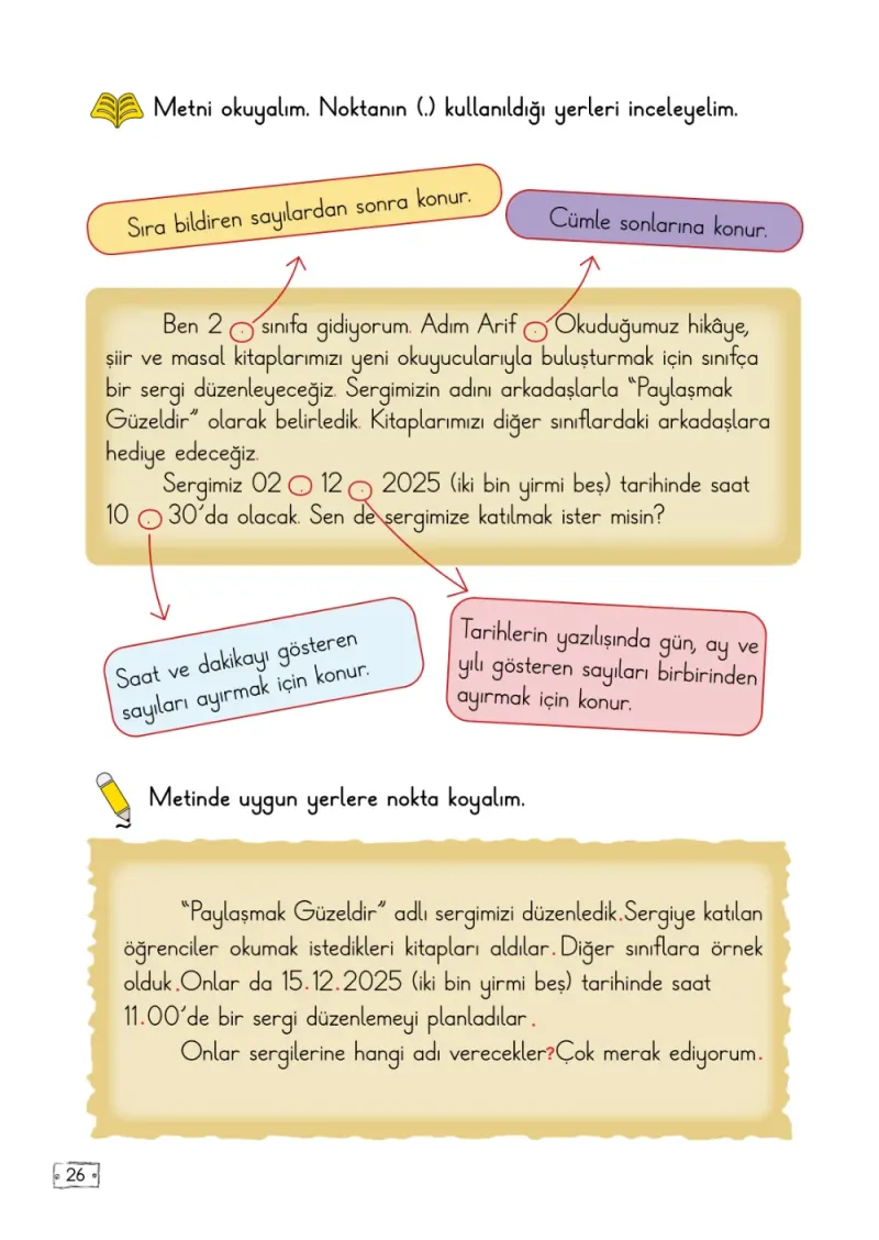 2. Sınıf Türkçe Ders Kitabı Cevapları Meb Yayınları 1. Kitap Sayfa 26 Çözüm Görseli