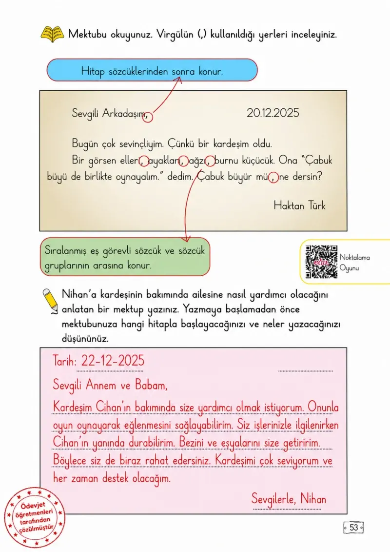 2. Sınıf Türkçe Ders Kitabı Cevapları Meb Yayınları 1. Kitap Sayfa 53 Çözüm Görseli