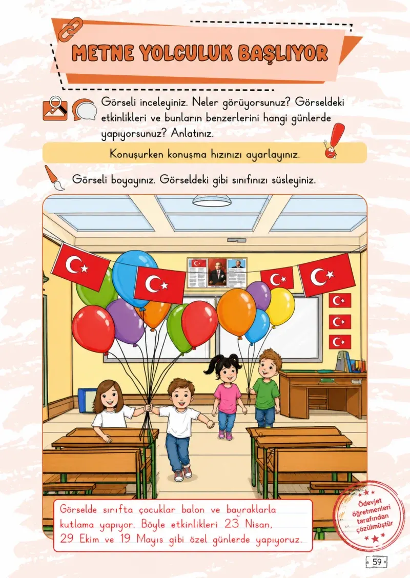 2. Sınıf Türkçe Ders Kitabı Cevapları Meb Yayınları 1. Kitap Sayfa 59 Çözüm Görseli