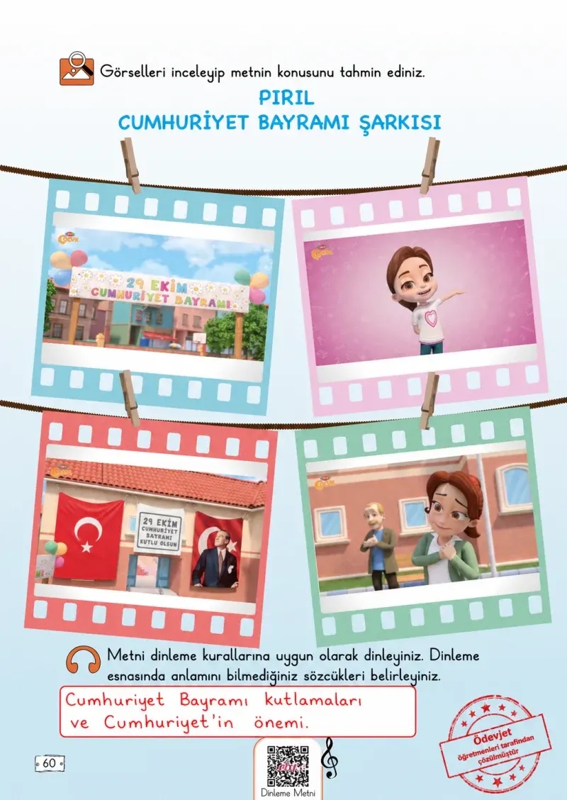 2. Sınıf Türkçe Ders Kitabı Cevapları Meb Yayınları 1. Kitap Sayfa 60 Çözüm Görseli
