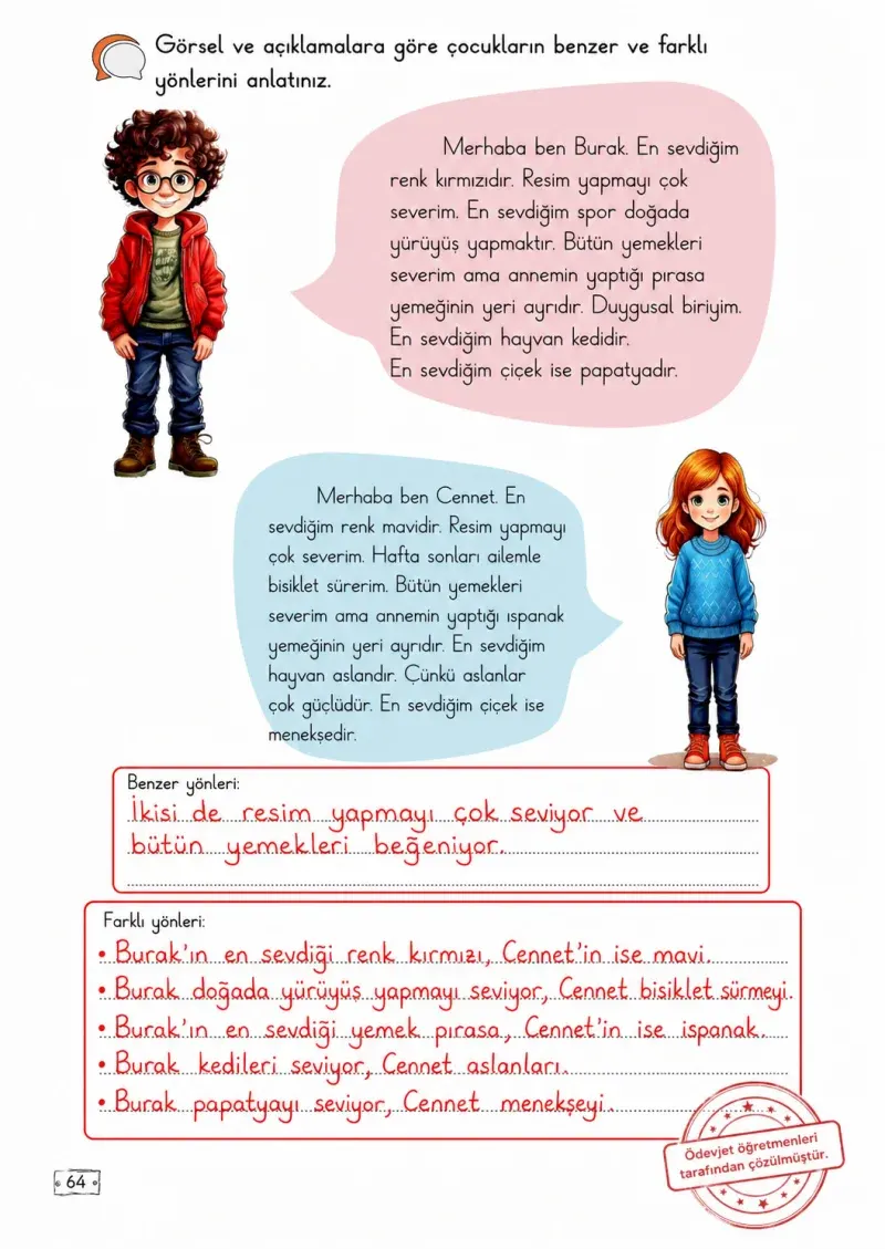 2. Sınıf Türkçe Ders Kitabı Cevapları Meb Yayınları 1. Kitap Sayfa 64 Çözüm Görseli