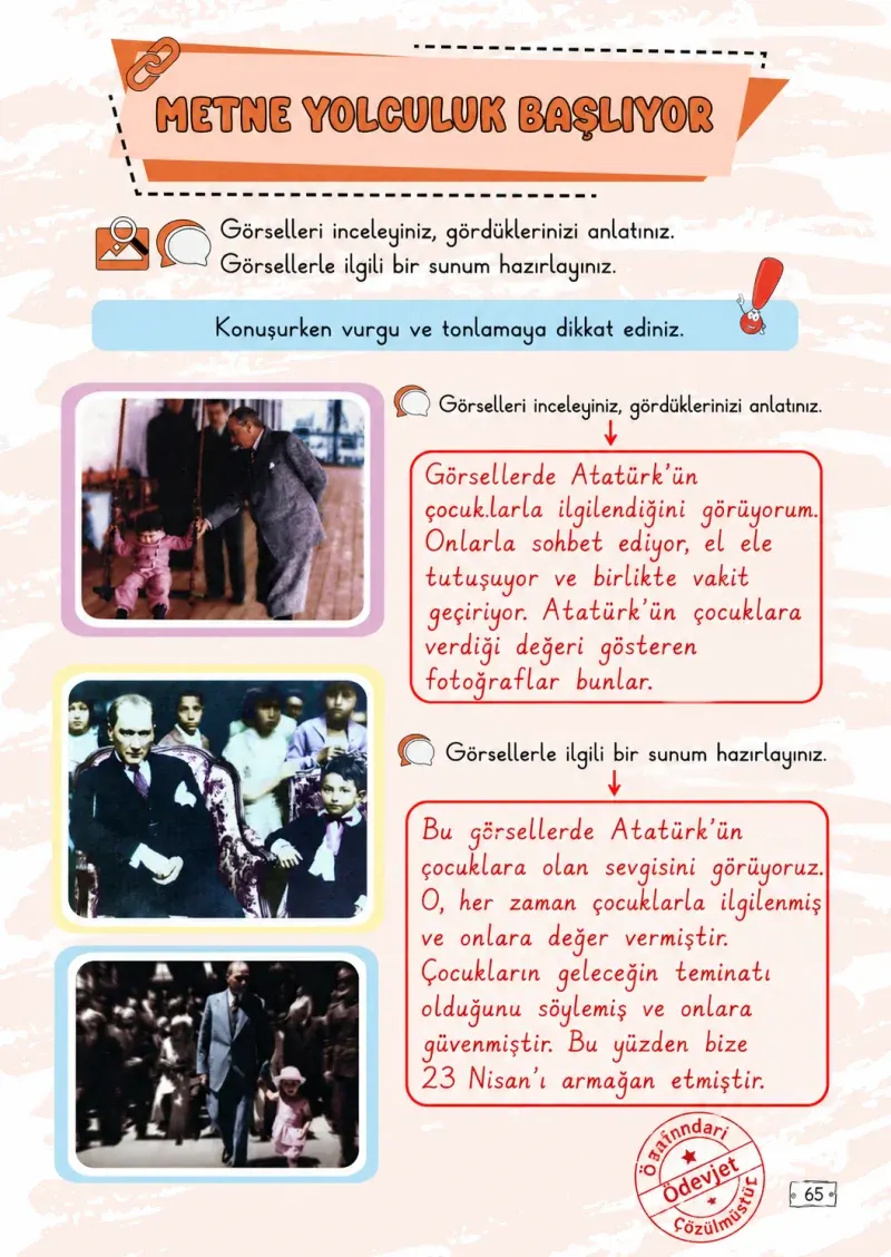 2. Sınıf Türkçe Ders Kitabı Cevapları Meb Yayınları 1. Kitap Sayfa 65 Çözüm Görseli