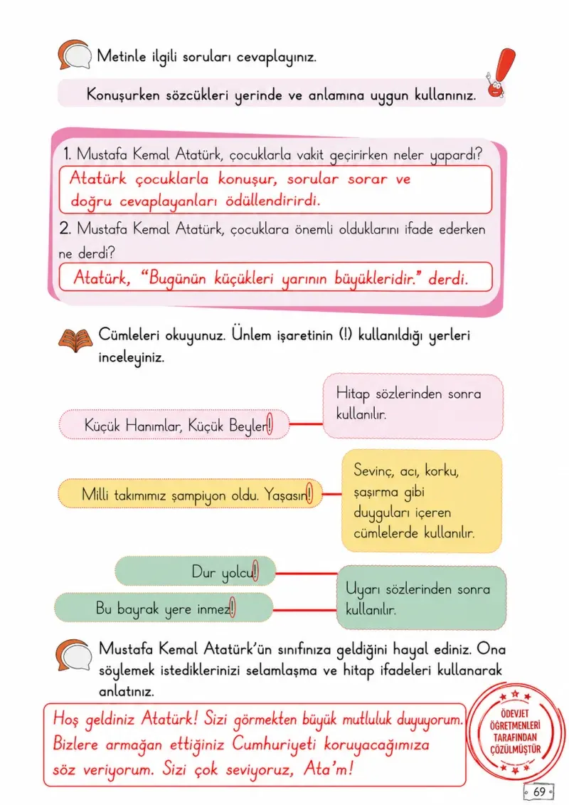 2. Sınıf Türkçe Ders Kitabı Cevapları Meb Yayınları 1. Kitap Sayfa 69 Çözüm Görseli