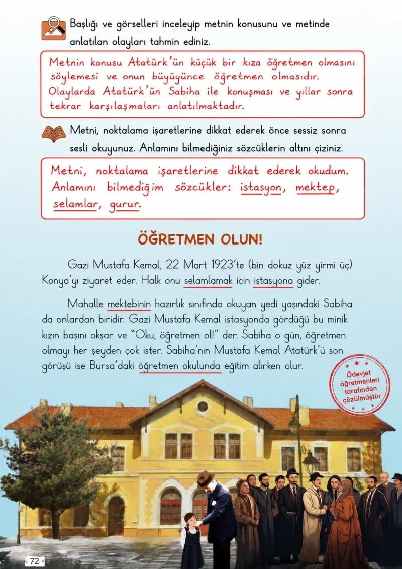2. Sınıf Türkçe Ders Kitabı Cevapları Meb Yayınları 1. Kitap Sayfa 72 Çözüm Görseli