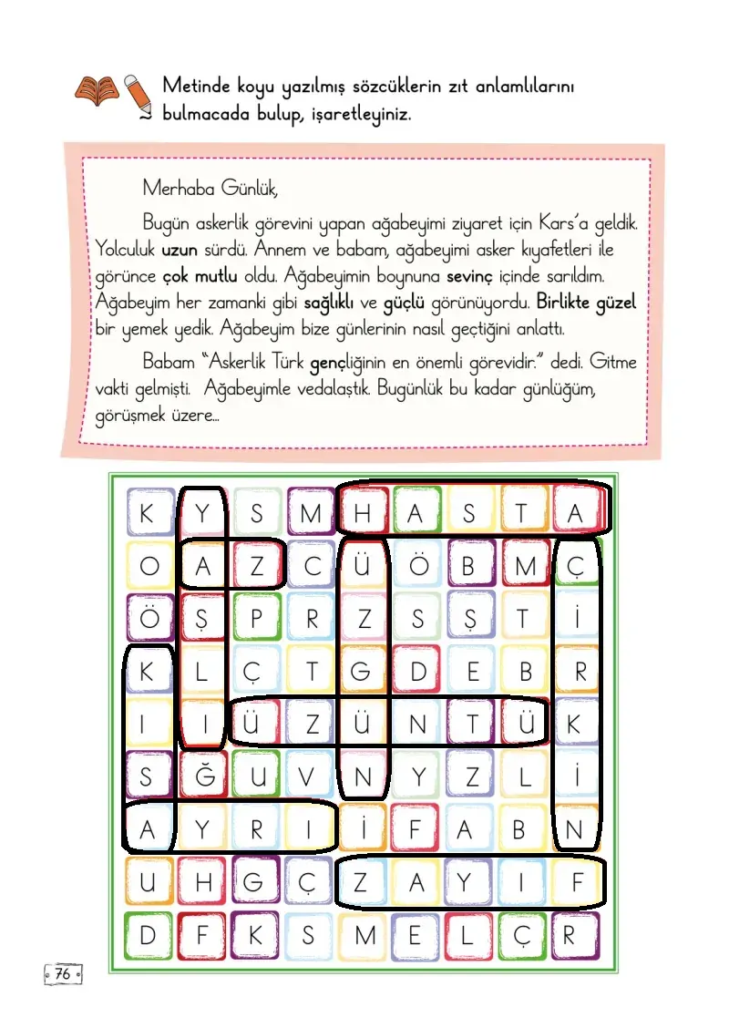 2. Sınıf Türkçe Ders Kitabı Cevapları Meb Yayınları 1. Kitap Sayfa 76 Çözüm Görseli