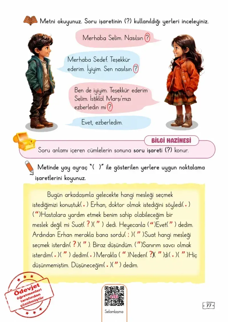 2. Sınıf Türkçe Ders Kitabı Cevapları Meb Yayınları 1. Kitap Sayfa 77 Çözüm Görseli