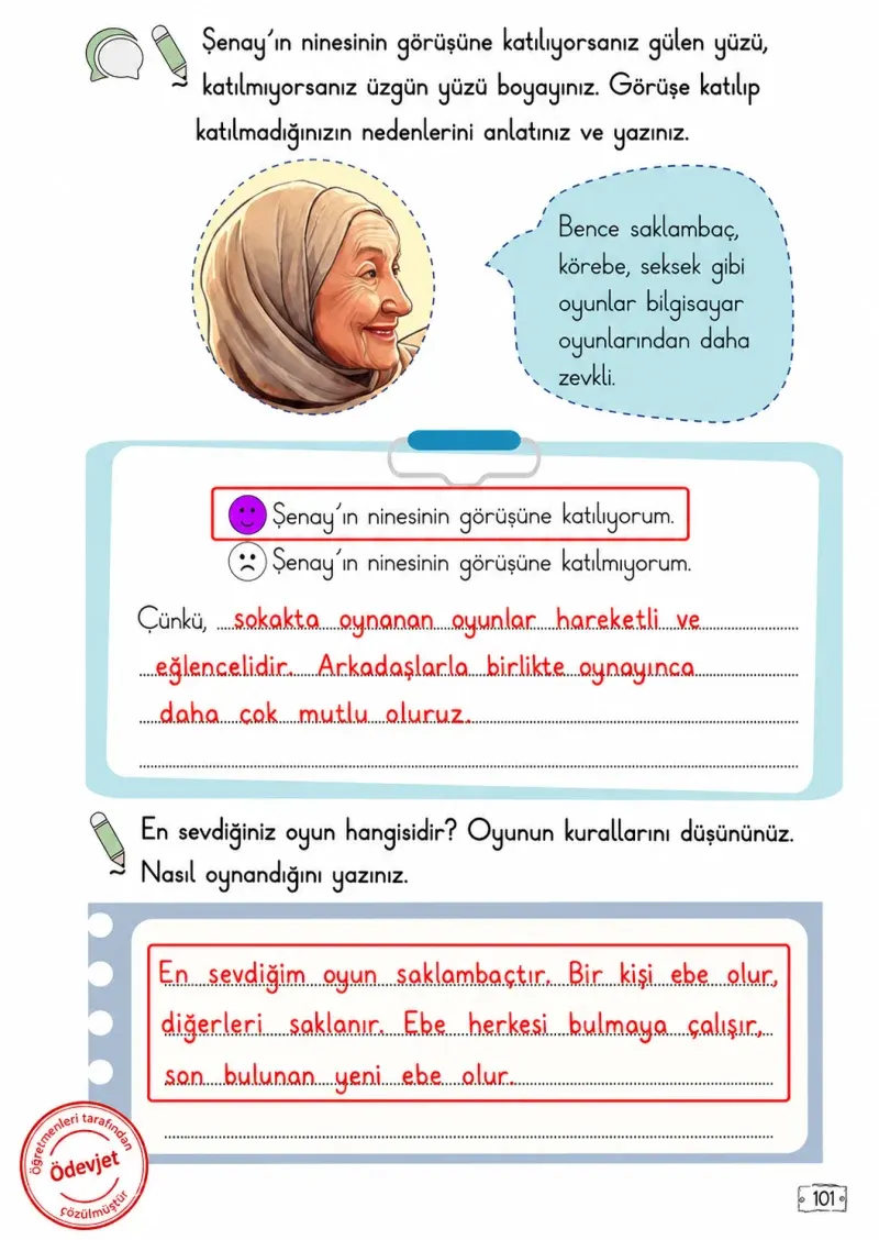 2. Sınıf Türkçe Ders Kitabı Cevapları Meb Yayınları 2. Kitap Sayfa 101 Çözüm Görseli